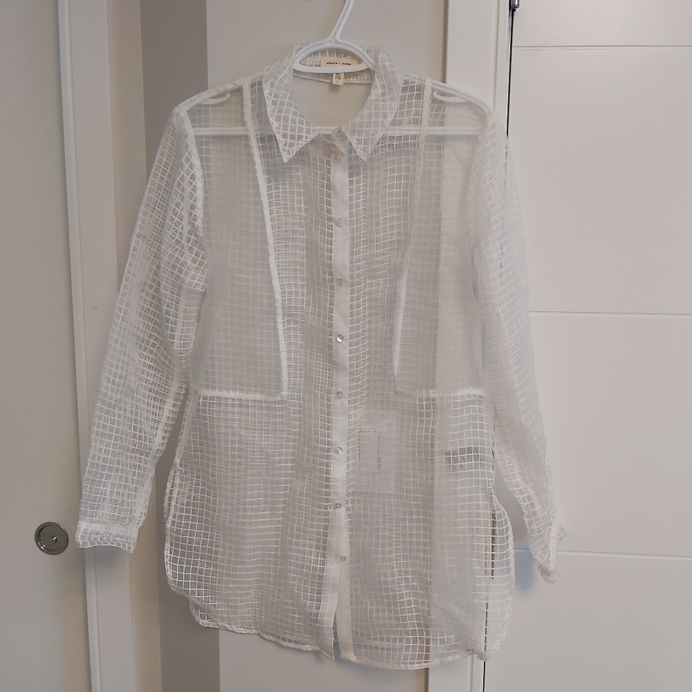 Urban Outfitters White Sheer Button Down Shirt